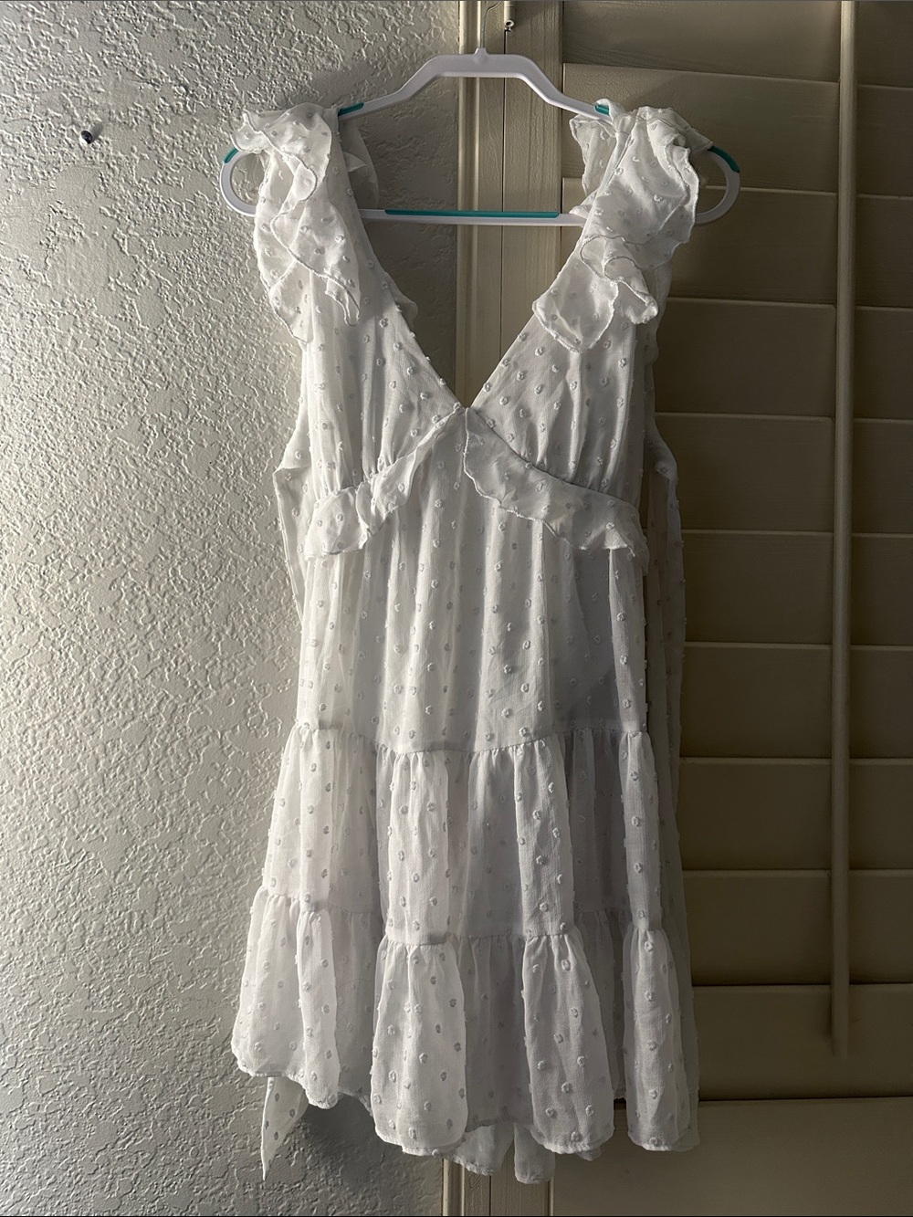 Trixxi White Swiss Dot Ruffle Tiered Summer Dress